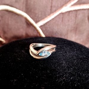 Blue Topaz Sterling Silver Swirl Ring